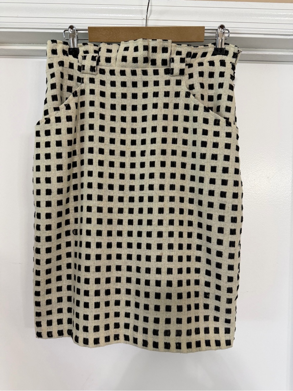 Eva Franco Cream & Black Grid Knit Skirt